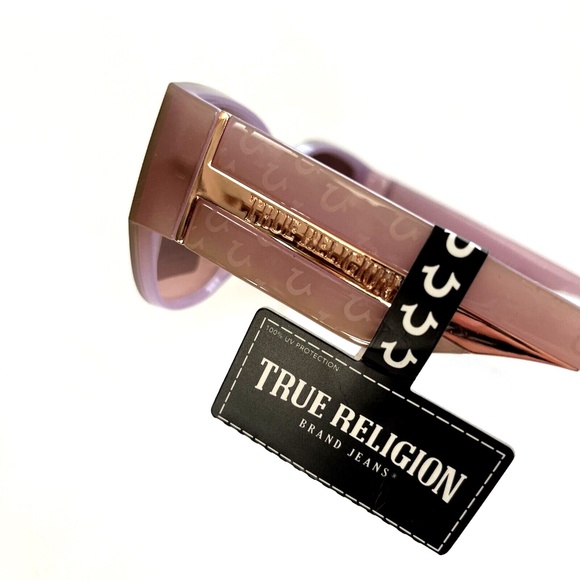 New TRUE RELIGION Cat Eye Sunglasses Acetate Purple Lilac Pink Logo Embossed main image 9